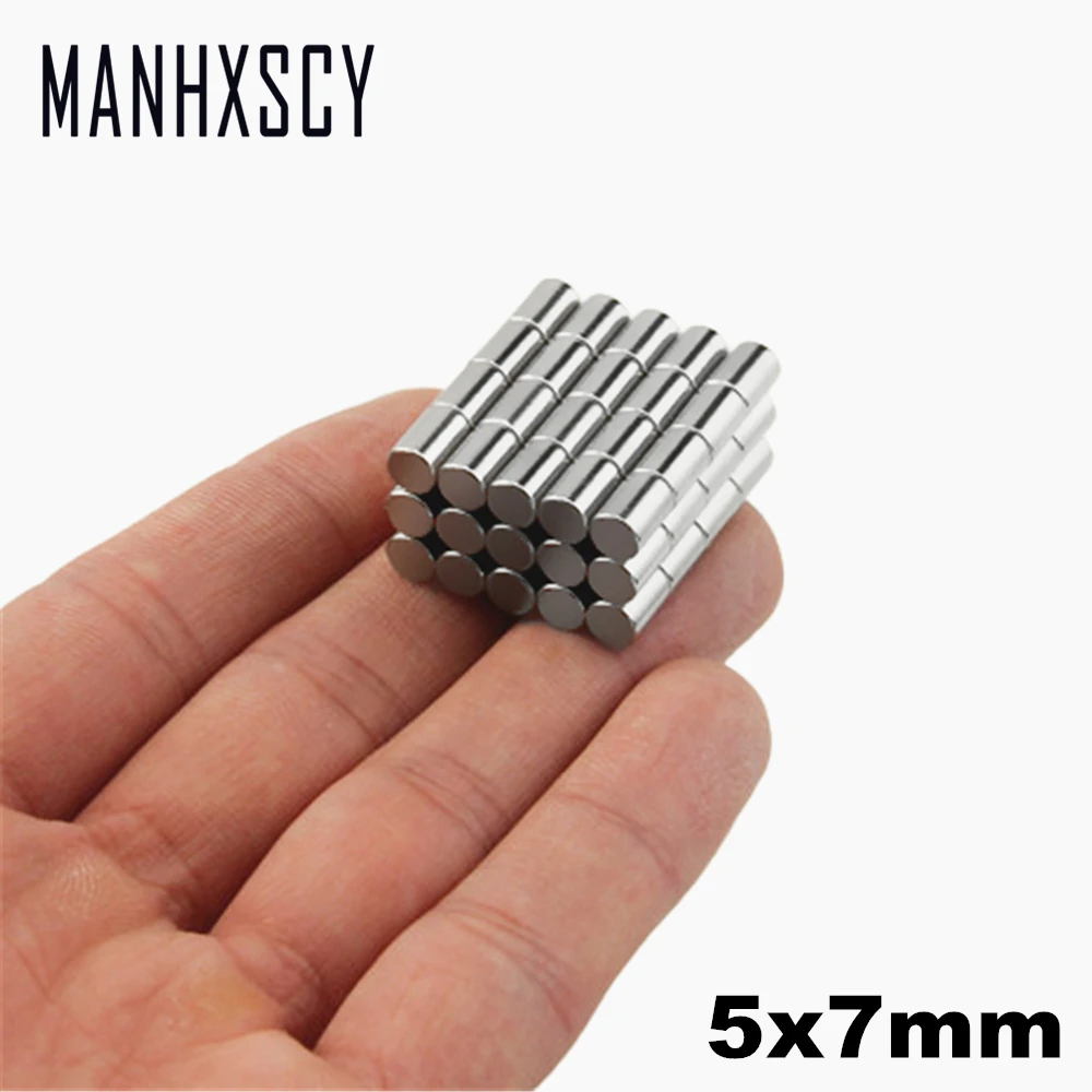 500pcs Neodymium N35 Dia 5mm X 7mm  Strong Magnets Tiny Disc NdFeB Rare Earth For Crafts Models Fridge Sticking magnet 5x7mm