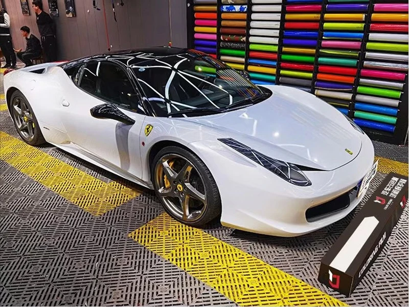 

Premium Diamond Heavy Metal Metallic White Vinyl Film Roll DIY Car Wrap Foil with Air Release Bubbles Free