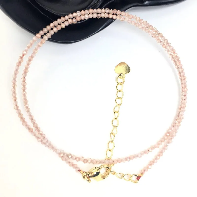 Natürliche Stein Perlen Halsketten 2MM Kleine Größe Facettierte Runde Quarts Turmalin Mini Perlen Halsketten Für Frauen Schmuck Geschenke – Detail 11