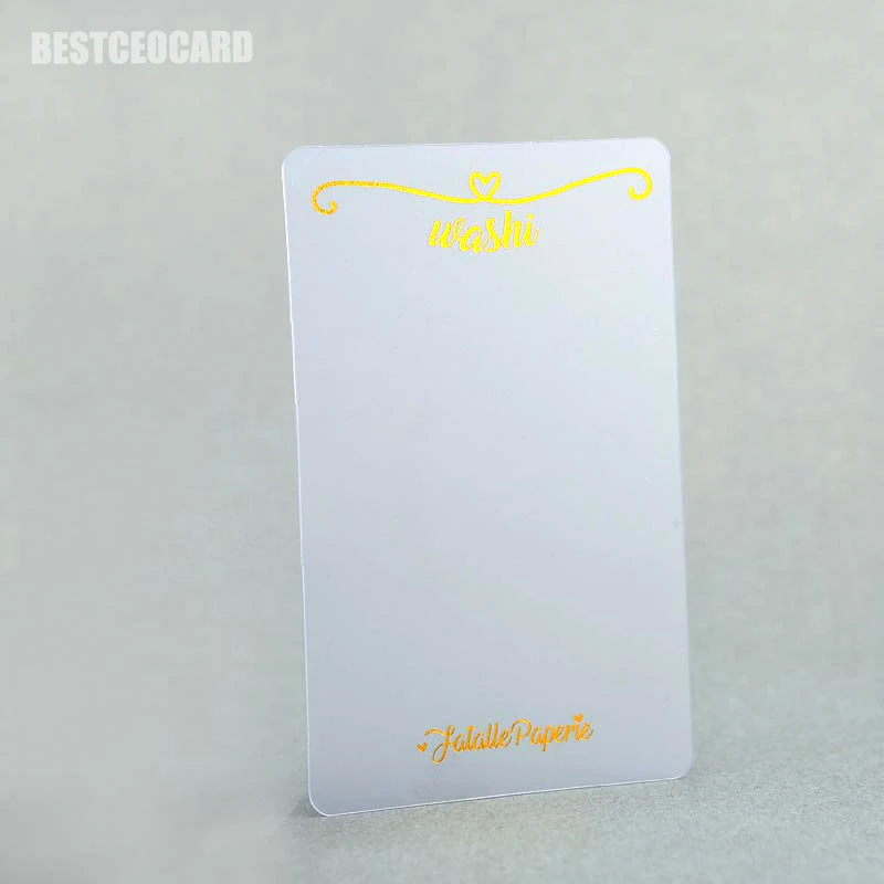 200pcs 90x51mm Plastic Transparent Business Card with Gold Silver Foil Hot Stamping on Logo and Text 200pcs