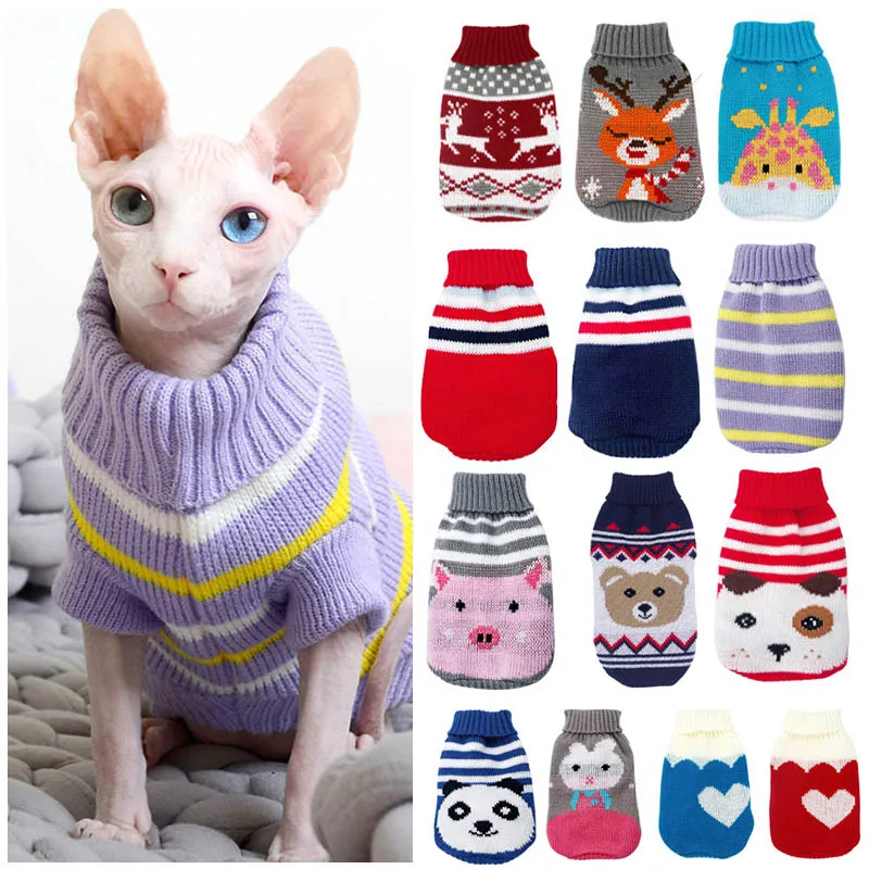 Winter Christmas Elk Dog Clothes for Small Dogs Cartoon Pattern Pet Sweater Clothing for Pitbull Dachshund Jumper Cat Costume