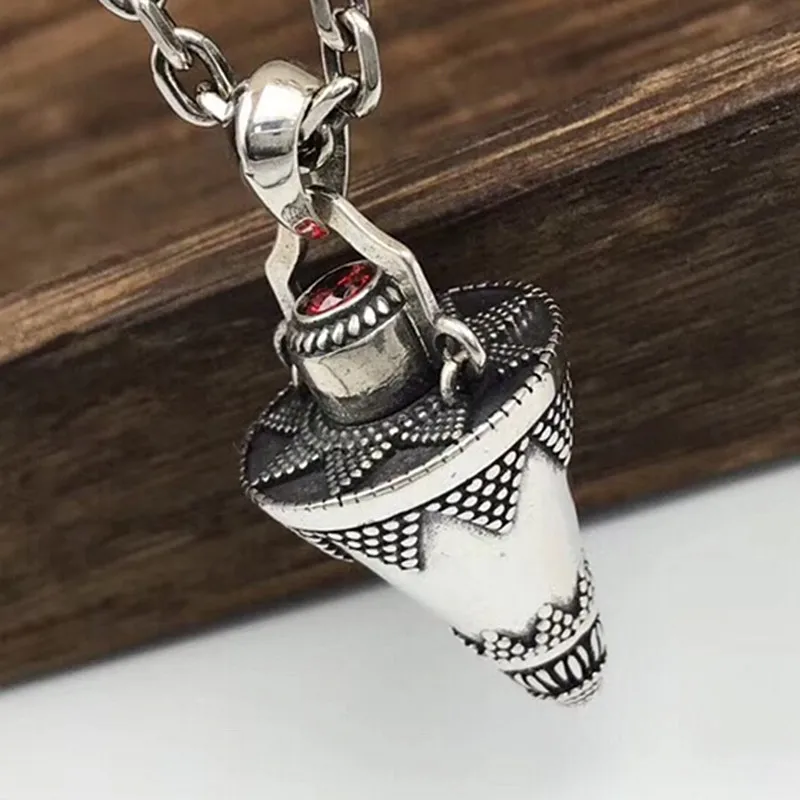 

S925 sterling silver pendant box amulet cone gawu male and female small perfume bottles Pendant Silver factory price