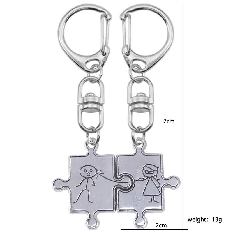 Keychain Memorial Couple Love Keychain Puzzle Shape Alloy Pendant Male And Female Friends Fashion Jewelry Gift Брелок