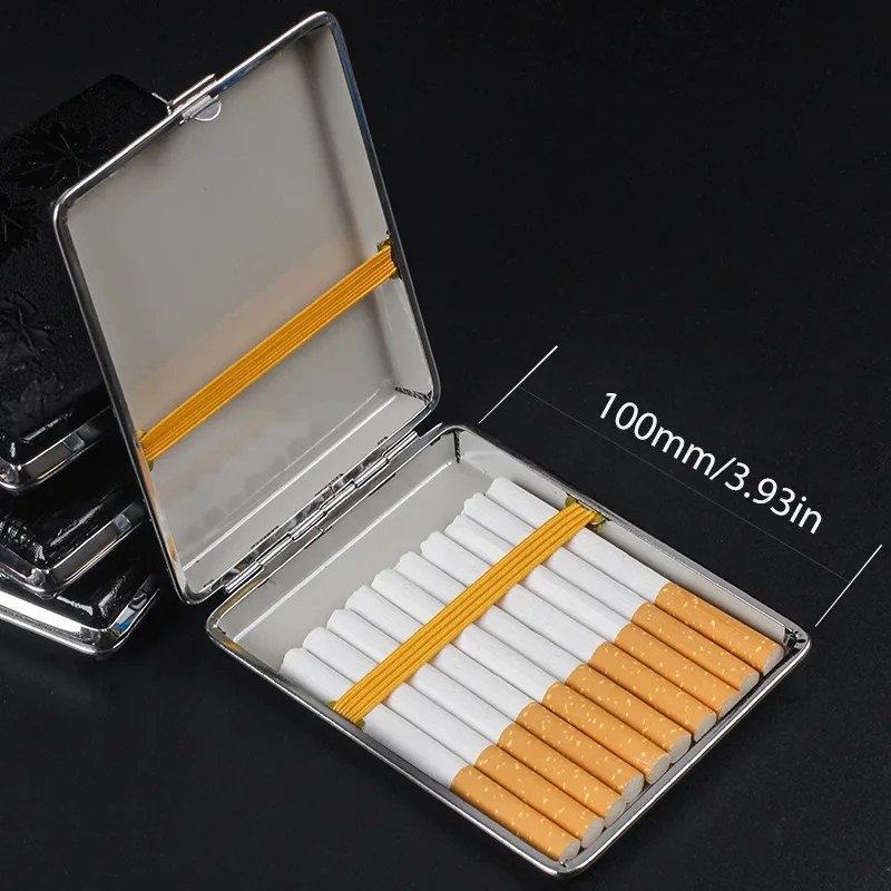 20pcs Leather Cigarette Box Cigar Case Men 100mm Hand Cigarette Small Cigar Smoking Case Portable Metal Case Smoking Accessories