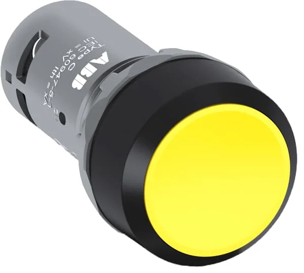 CP1-10Y-11-pulsador compacto momentáneo, color amarillo, no iluminado, plástico negro, 1NO + 1NC, 62000014, 1SFA619100R1073