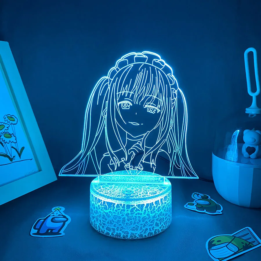 Imagem -06 - Anime 3d Led Neon Night Lights Presente de Aniversário para o Amigo Quarto Otaku Decoração da Mesa Manga Lava Lâmpada Origami Tobiichi Data a Live