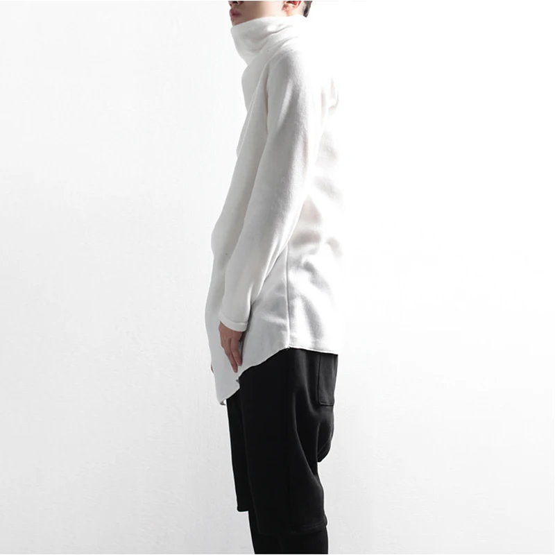 Early spring Korean version of the new solid color high collar loose irregular casual long-sleeved T-shirt bottoming shirt perso