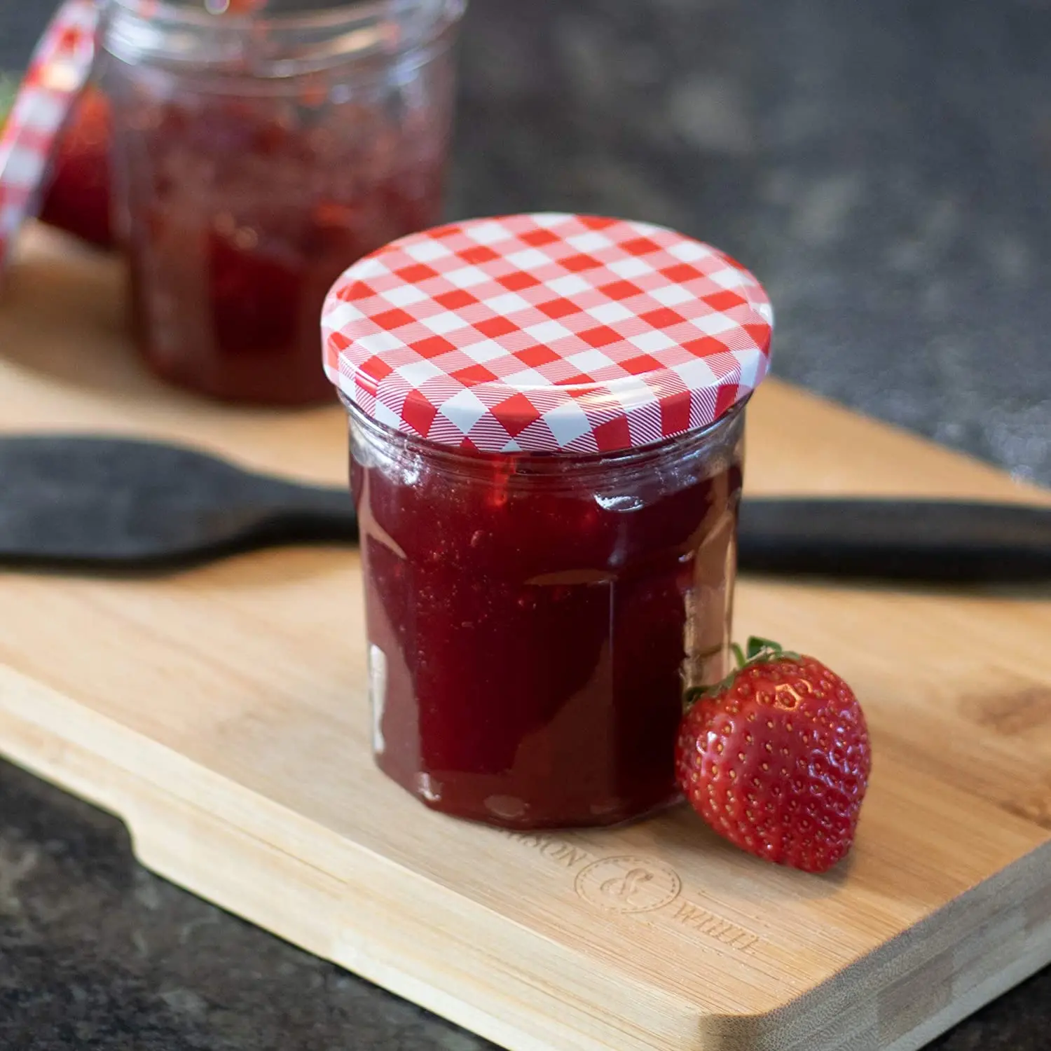 Glass Preserve Pots | Screw Top Red Gingham Lids | Airtight Pickle Jars