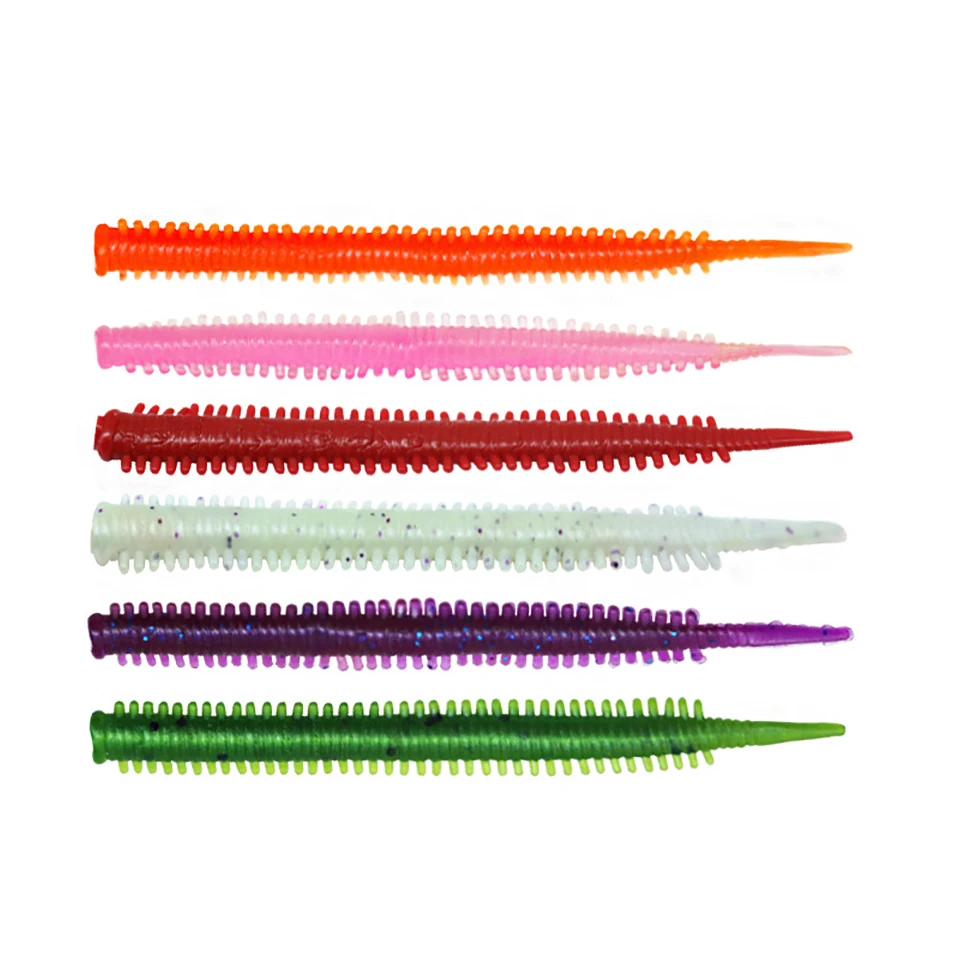 10Pcs/Lot 80mm/0.76g Sea Worm Millipede Simulation Soft Lure Lead Hook Jig Soft Baits Silicone Wobblers Baits For Sea Fishing