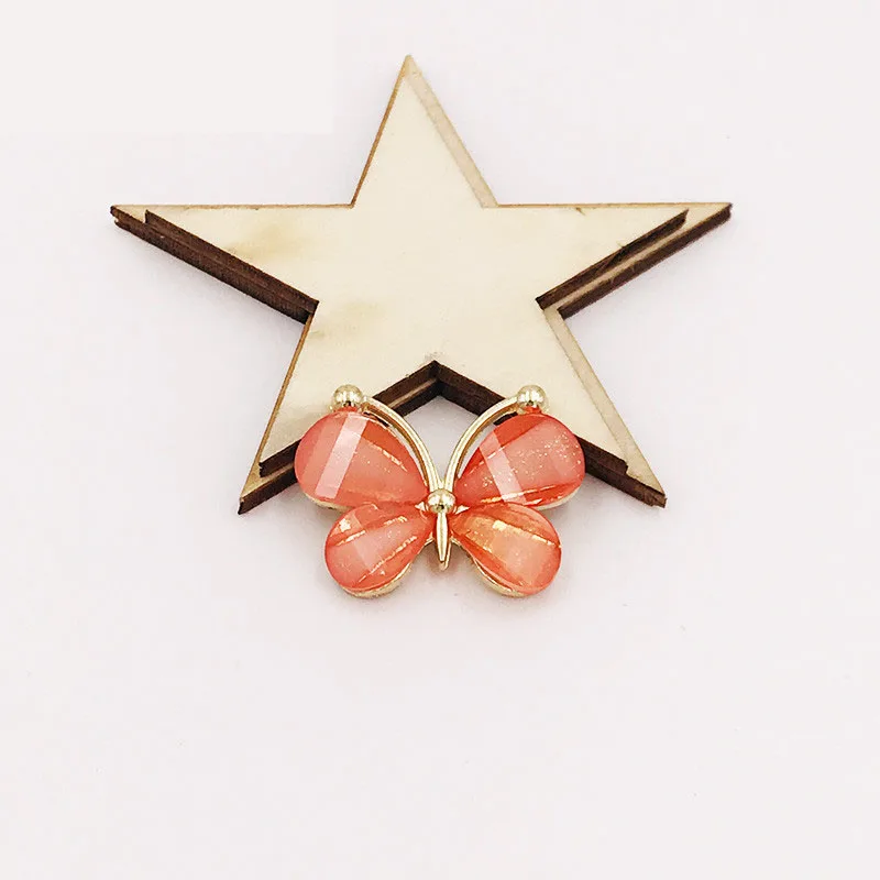 10 Stück/Los 2,2*2,8CM Harz-Legierung Flache Schmetterlingsknöpfe für DIY-Kleidungsapplikationen, Metall-Hochzeitsverzierung, Schmuck und Bastelarbeiten – Detail 2
