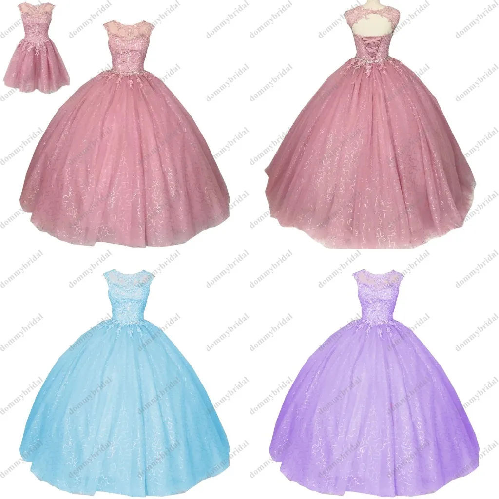 Modesto duas peças destacável saia luz azul lavanda vestido de baile vestidos para quinceanera formatura doce 15 vestido de xv renda