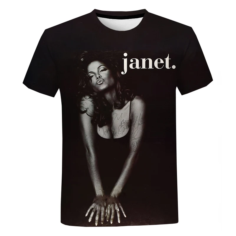 3D Janet Jackson Printed T Shirt Men/Women Fashion Summer O-Neck Short Sleeve T-Shirt Hip Hop Tee Tops