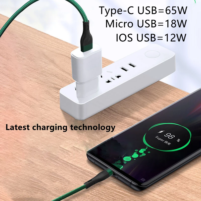 KAIQISJ-Cable Micro USB QC3.0, Cable de carga rápida 6A para Redmi Note 5 Pro, Samsung S7, Cable de datos USB, cargador HTC de Xiaomi