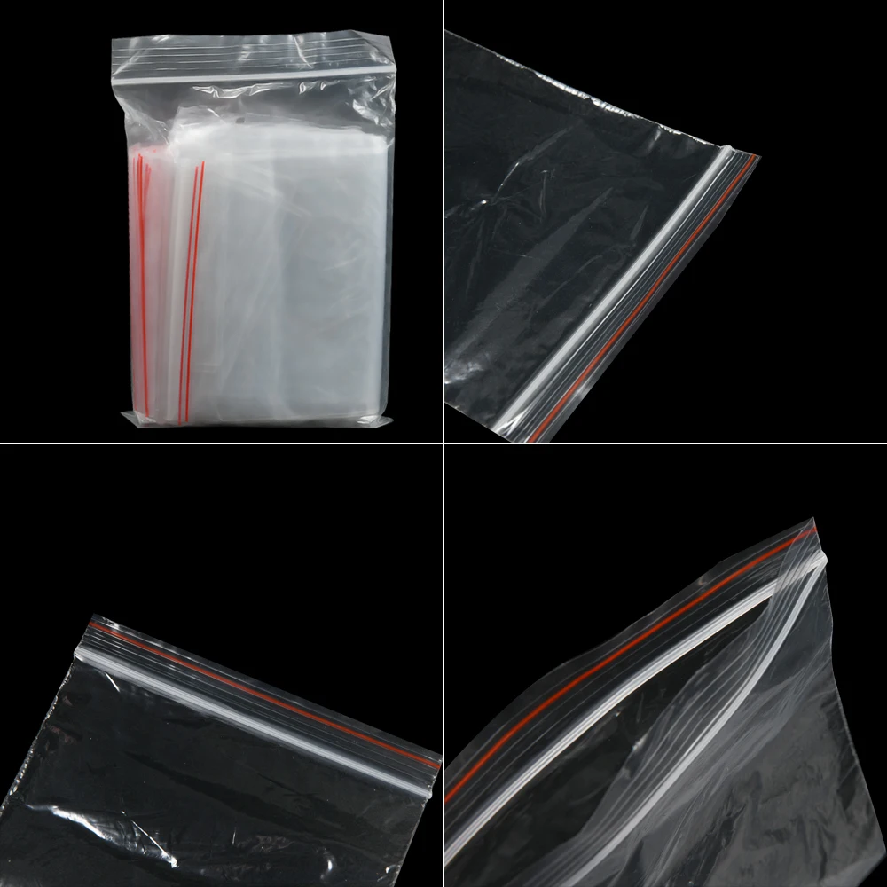 100 Pcs/pack Small Zip Lock Plastic Bags Reclosable Transparent Bag Vacuum Storage Bag Clear Bags Thickness Packaging Bags