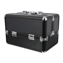 Large Capacity Makeup Case Portable Organizer Box Metal Beauty Brush Makeup Bag Suitcase Toiletry Storage Container