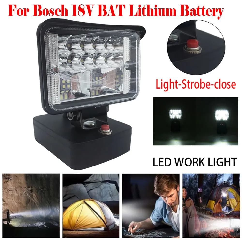 DIY Working Light  For Bosch 18V BAT Series Flood Focus Spot Light LED Control Switch Torch Camping Light Floodlight  Spotlight