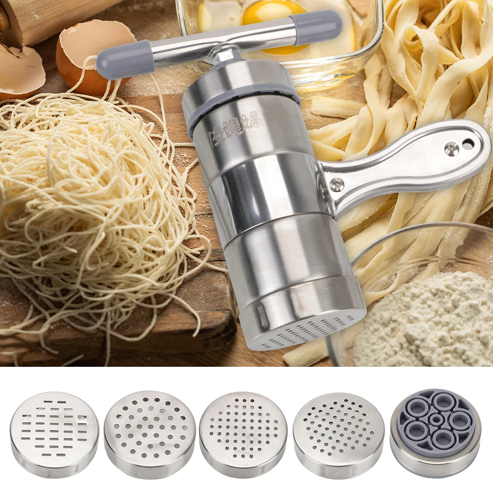 Press Pasta Machine Multifunctional Stainless Steel With 5 Pressing Moulds Fruits Juicer Manual Noodle Maker Making Spaghetti