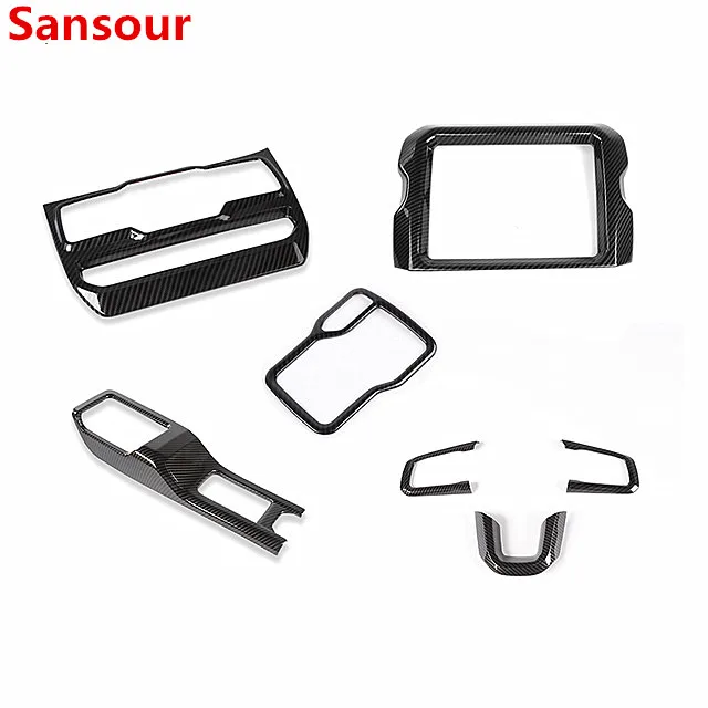 Sansour Car Stickers For Jeep Wrangler JL 2018 Carbon Fiber Car Interior Decoration Cover Kit Accessories For Jeep Wrangler 2019