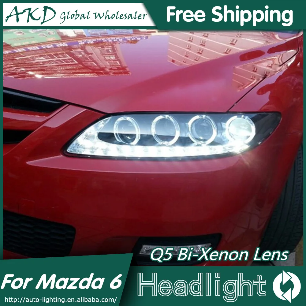 AKD Car Styling for Mazda 6 Headlights 2004-2013 Mazda6 LED Headlight Angel Eye DRL Bi Xenon Lens High Low Beam Parking