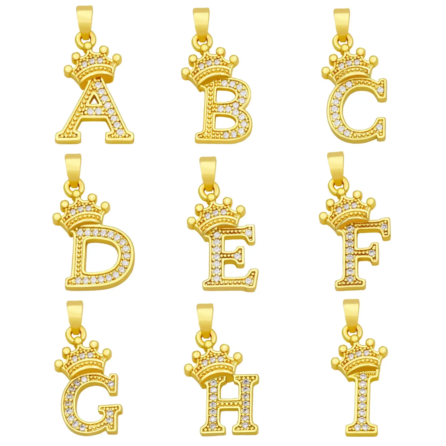 OCESRIO High Quality Brass CZ Letter Pendants Jewelry Making Small Gold Alphabets Charm for Making Jewelry Accessories pdta279