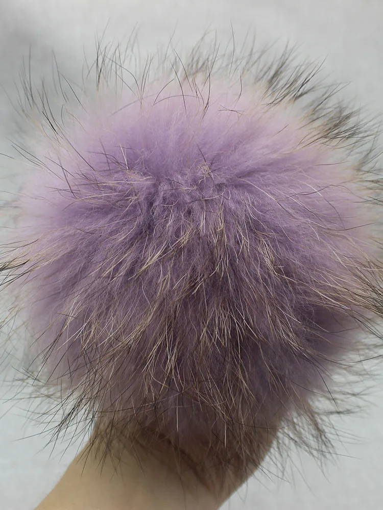 Pompons moelleux en vraie fourrure de renard avec bouton 13-15cm, boules en fourrure de raton laveur, Pompons en fourrure naturelle pour écharpes, chapeaux, Ponpon