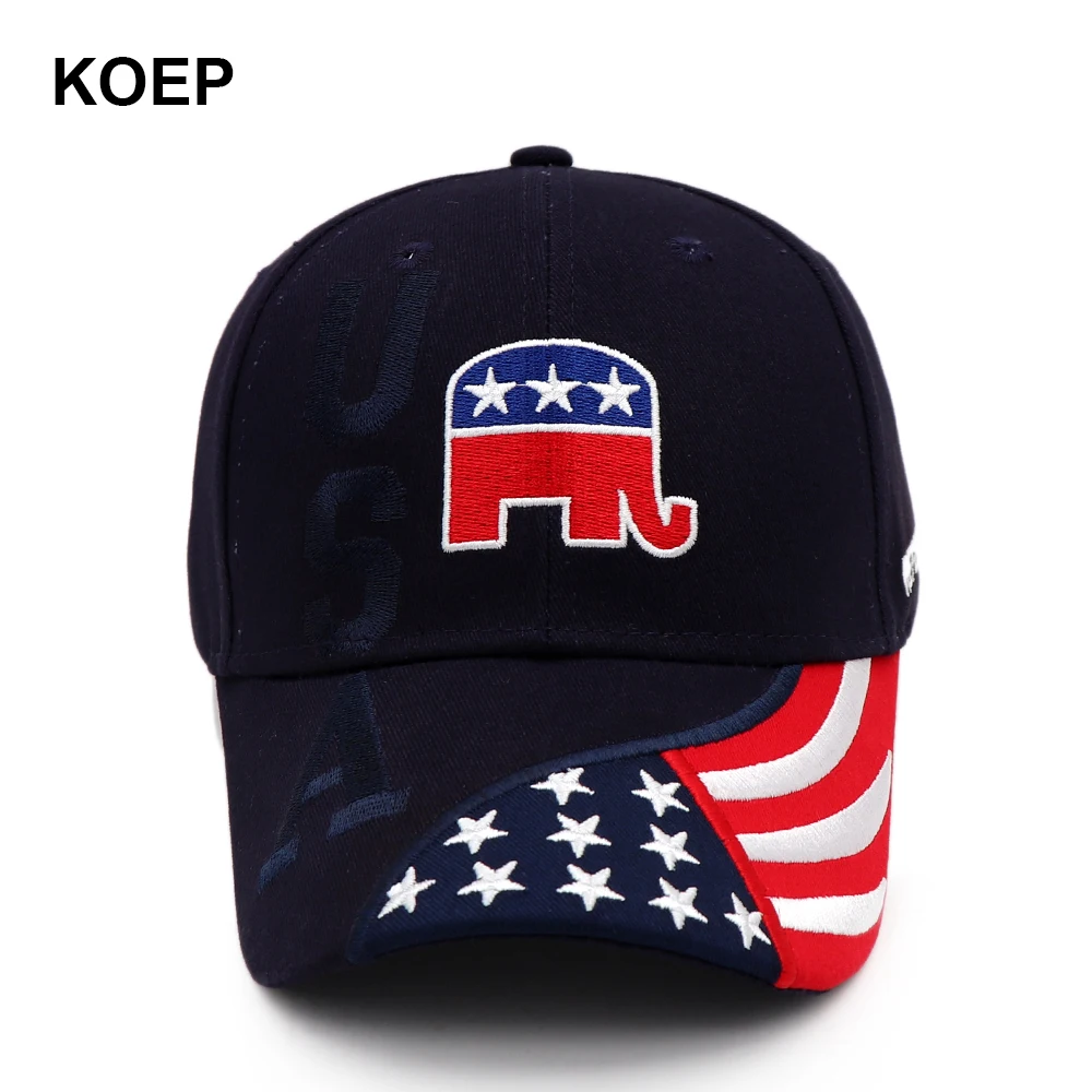 New Republican Cap USA Flag Baseball Caps Conservative Hat Elephant Embroidery Wholesale Drop Shipping Hats