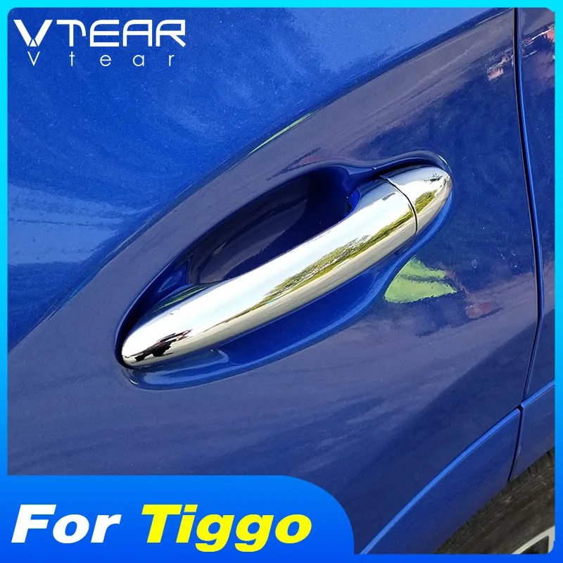 Vtear Car Door handle trim chrome styling pull paster cover decoration accessories exterior Frame parts For Chery Tiggo 4 2020