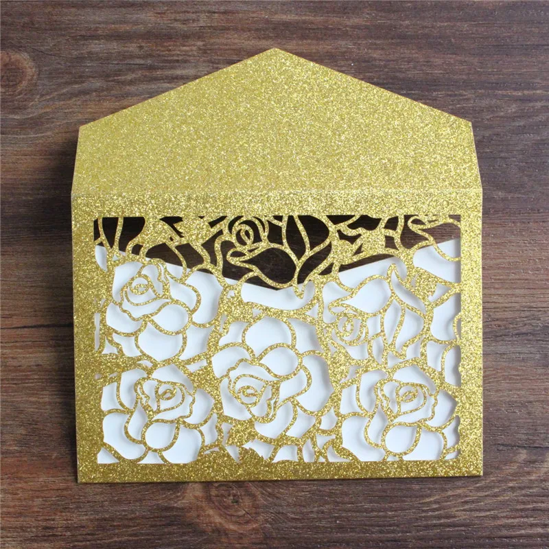 Custom unique glitter dark gold invitations wedding engagement happy party luxury invites 50 sets