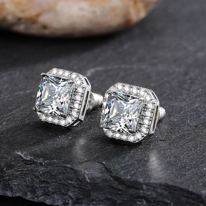 Wykwintne kobiece kolczyki 925 Sterling SIlver Square Emerald Green Zircon Crystal Earrings For Women Jewelry Wholesale Bijoux — zdjęcie 5