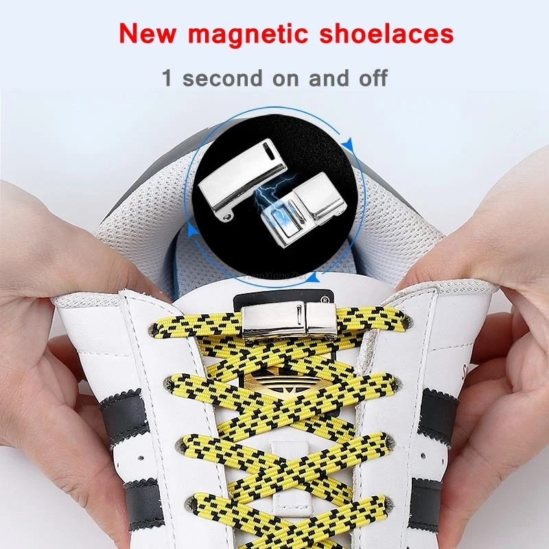 Elastic Shoe laces No Tie Magnetic Shoelaces for Sneakers Elastic Laces without ties Kids Adult Quick Flat Shoe lace Rubber Band