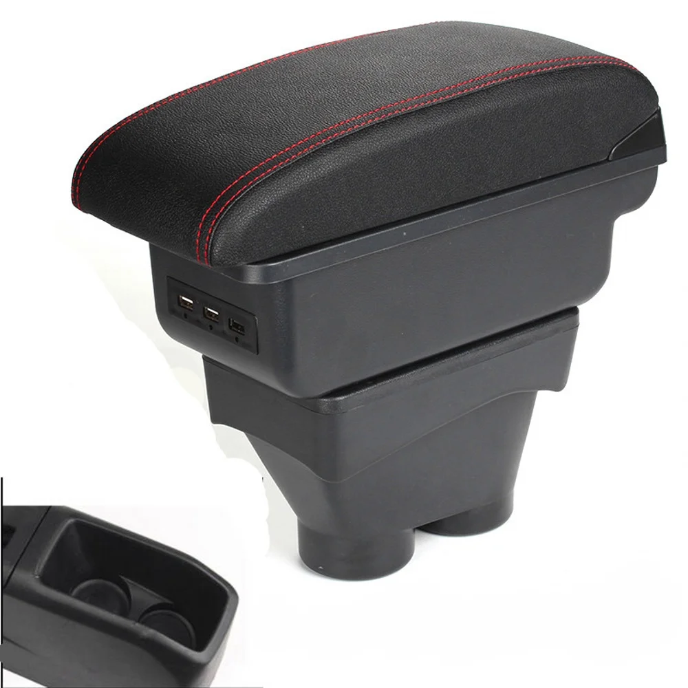 

For Peugeot 208 armrest box central Store content Storage box armrest box with cup holder USB interface