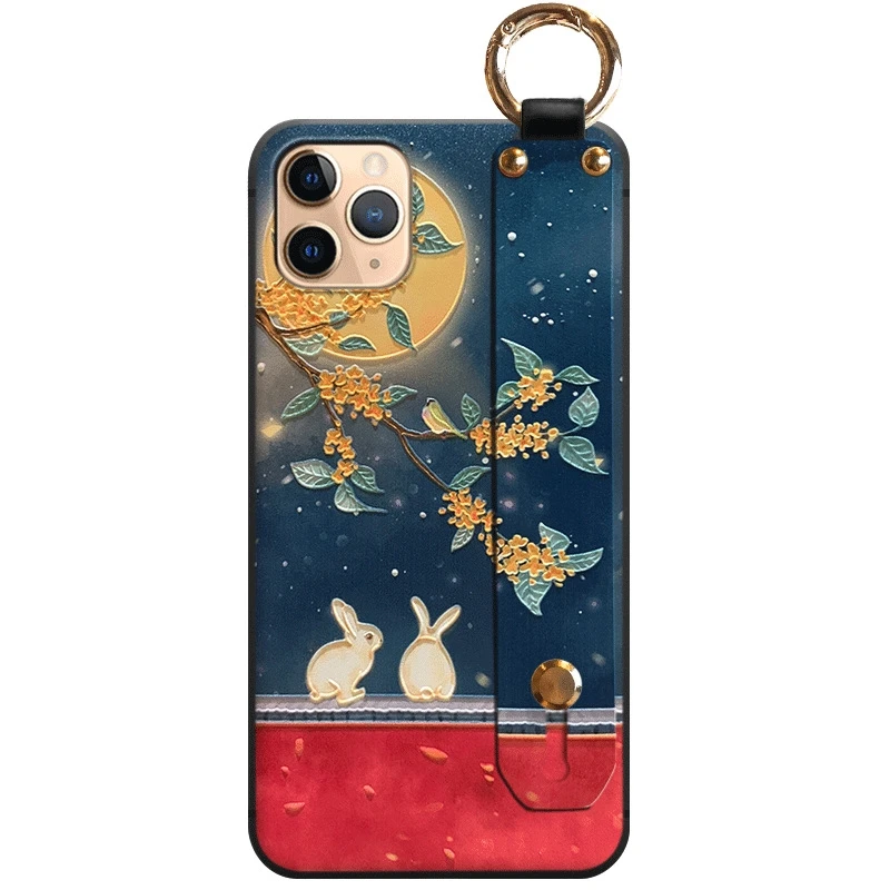 Drawing Handband Case for Huawei Mate 40 30 Pro P40 P30 P20 Honor 50 30i Plus 20i Nova 5T Soft Silicon Floral Wrist Strap Cover