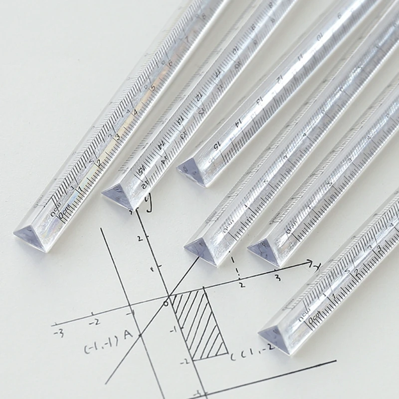 A9LC 0-15cm Drei-seitige Gerade Lineal Transparent Acryl Lineal Mathematik Zeichnung Werkzeug für Ingenieur Künstler Designer architekten