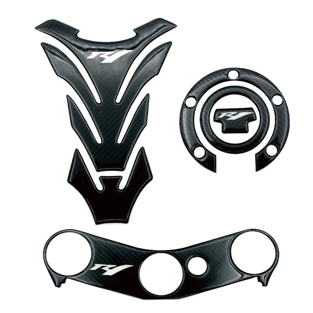 

Motorcycle Tank Pad Gas Cap Cover Triple Clamp Yoke Guard Stickers For Yamaha YZF R1 YZFR1 YZF1000 2002-2006 Carbon Fiber Decals