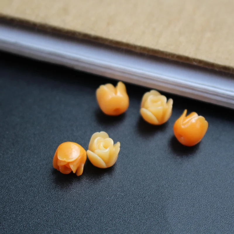 20 teile/los 7mm Künstliche Korallen Tulpen Blume Perlen Rot Farbe Cabochon Mode Perlen für Schmuck machen DIY zubehör – Detail 6