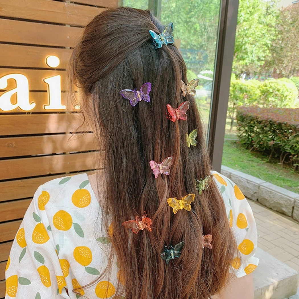 Women Mixed Color Butterfly Hair Clips Grip Claw Barrettes Mini Clamps Jaw Hairpin Headdress Hair Styling Accessories Tool