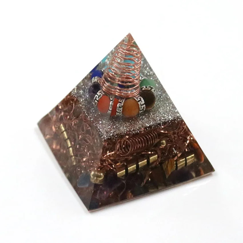 XSM Reiki Healing Crystal Chakra Balancing Energy Converter Orgonite Pyramid Resin Orgone Stone Figurine Decor