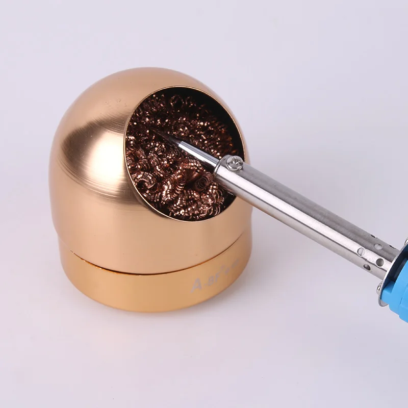 A-BF Solda Ferro Cleaner, Solda Dica Limpeza Fio De Metal com Stand Set, Soldagem Desoldering, Estanho Remover Filtro De Malha, Bola De Arame