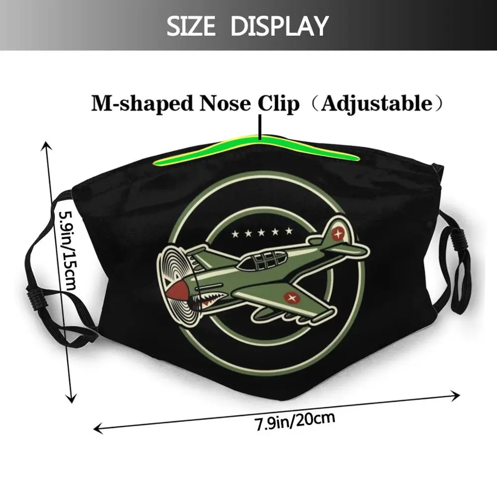 Military Airplane Funny Print Reusable Pm2.5 Filter Face Mask Military Plane Pilot Retro Plane Old Plane