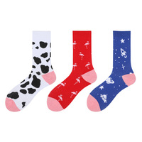 Harajuku Style Socks Men Funny Cows Flamingo Universe Printed Calcetines New  Autumn Winter Hip Hop Happy Socks