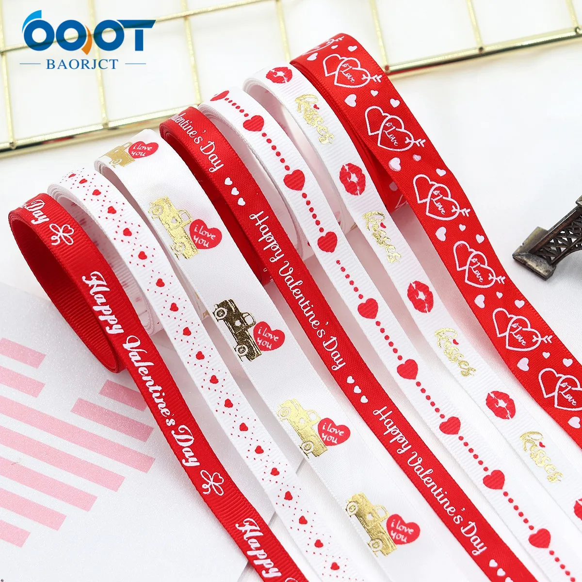 Valentine's Day Series Cartoon Ribbons,M-22113-1,10mm 10Yards Bow Cap Accessories Party Gift Wrap DIY Handmade Materials