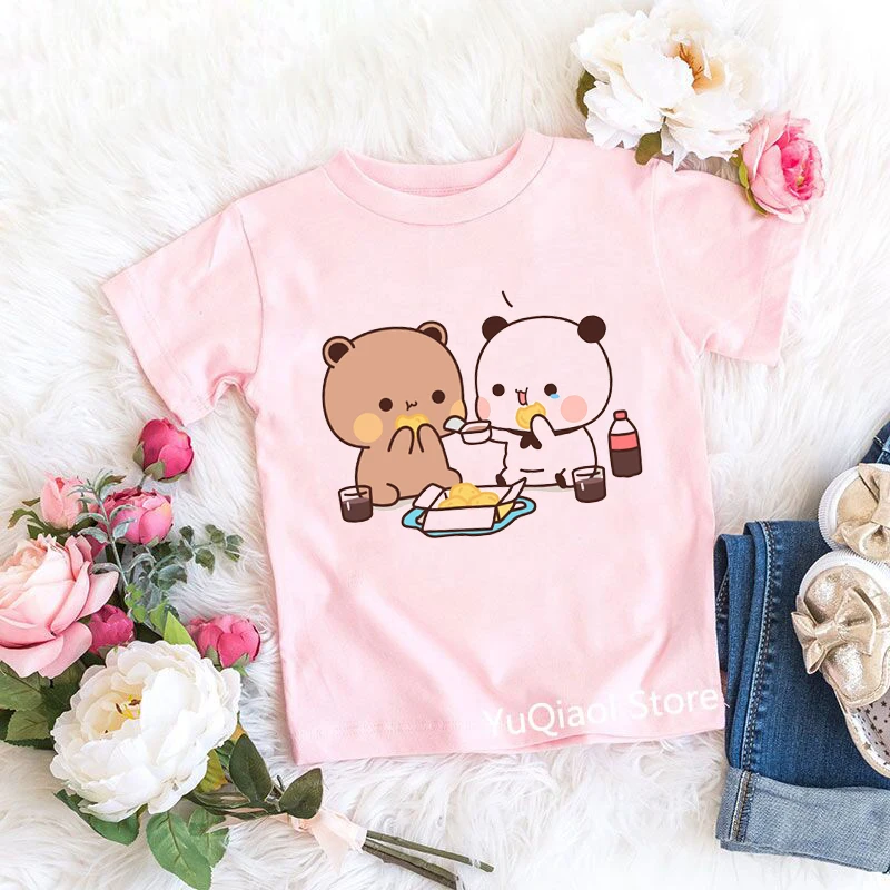 

Harajuku Kawaii Anime Cartoon Couple Bear/Koala T-Shirt Children Funny T Shirts Baby Toddler Girl Cute Pink Top Summer Tshirts