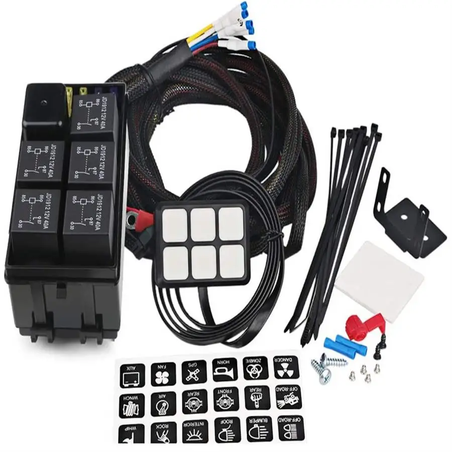 

6 Button Switch Control Box Button Control Panel Relay Assembly For Off-Road Vehicle Pickup Car RV Yacht