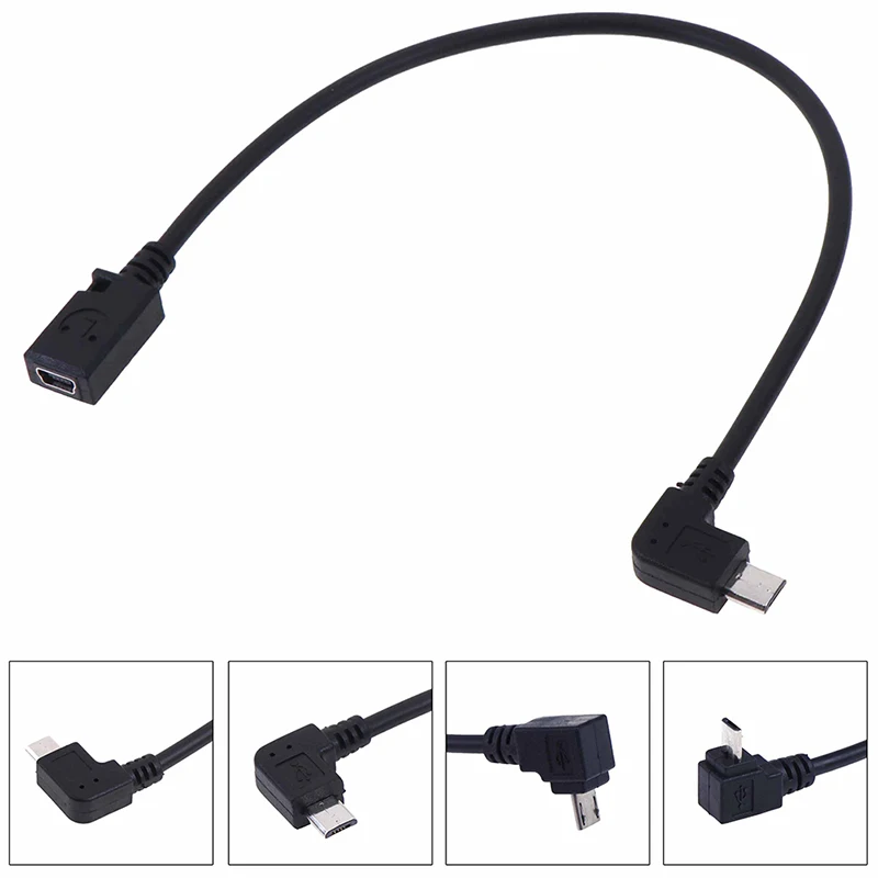 

90 Degree Down& Up& Right Left Angled Micro USB 2.0 5Pin Male To Mini Usb Female Extension Connector Adapter Long Plug Connector