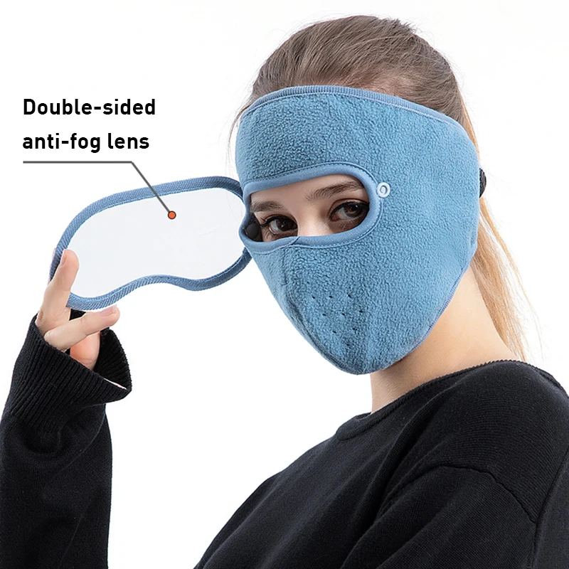 Autumn Winter Warm Mask Polar Fleece With Removable Riding Windproof High-definition Goggles Anti-fog Visor Protection Durable