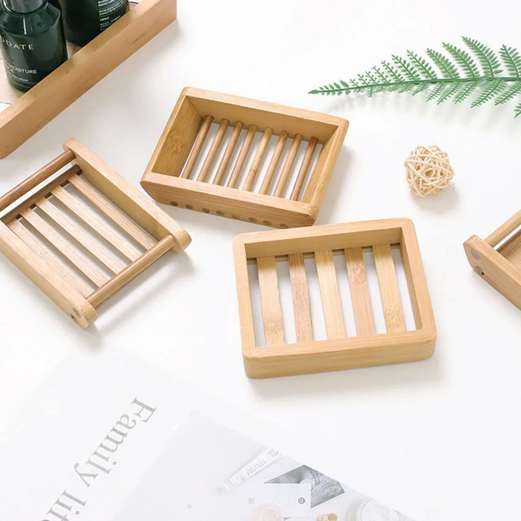 Wooden Natural Bamboo Soap Dishes Tray Holder Storage Soap Rack Plate Box Container Portable   Wooden Soap Dish