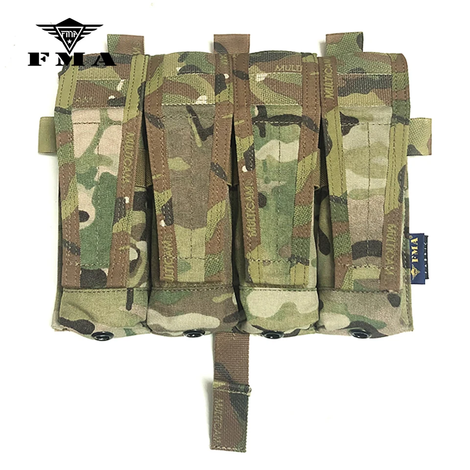 

FMA Multicam New MP7 Quadruple Magazine Pouch Molle 500D for Tactical Vest AVS JPC2.0 Vest Front Panel