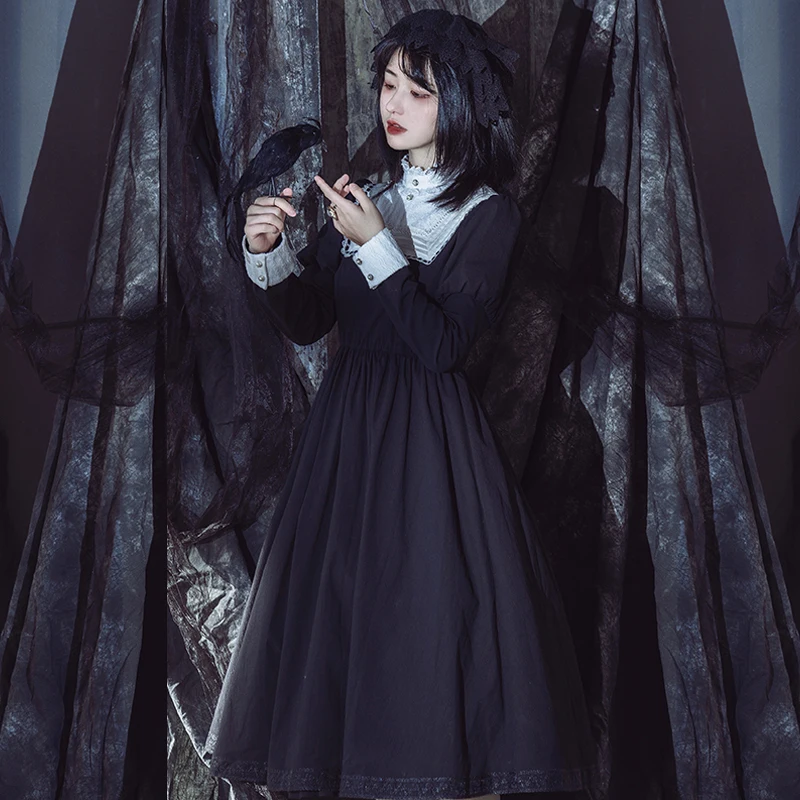 Nhật Bản Gothic Retro Có Thể Tháo Rời 2 Cao Cấp Dài Lolita Thanh Lịch Loli Gái Vintage Falbala Cosplay Cos