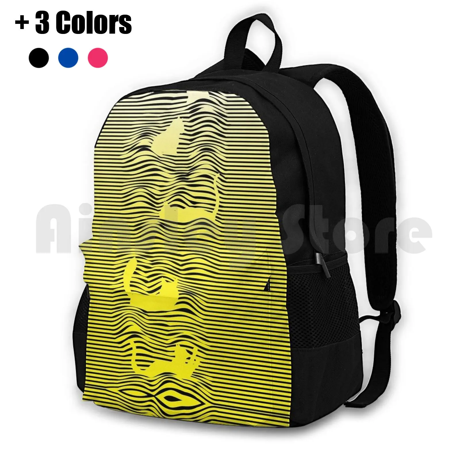 Cat Division-Furry Pleasures White Outdoor Hiking Backpack Riding Climbing Sports Bag Cat Cats Music N Roll Soft