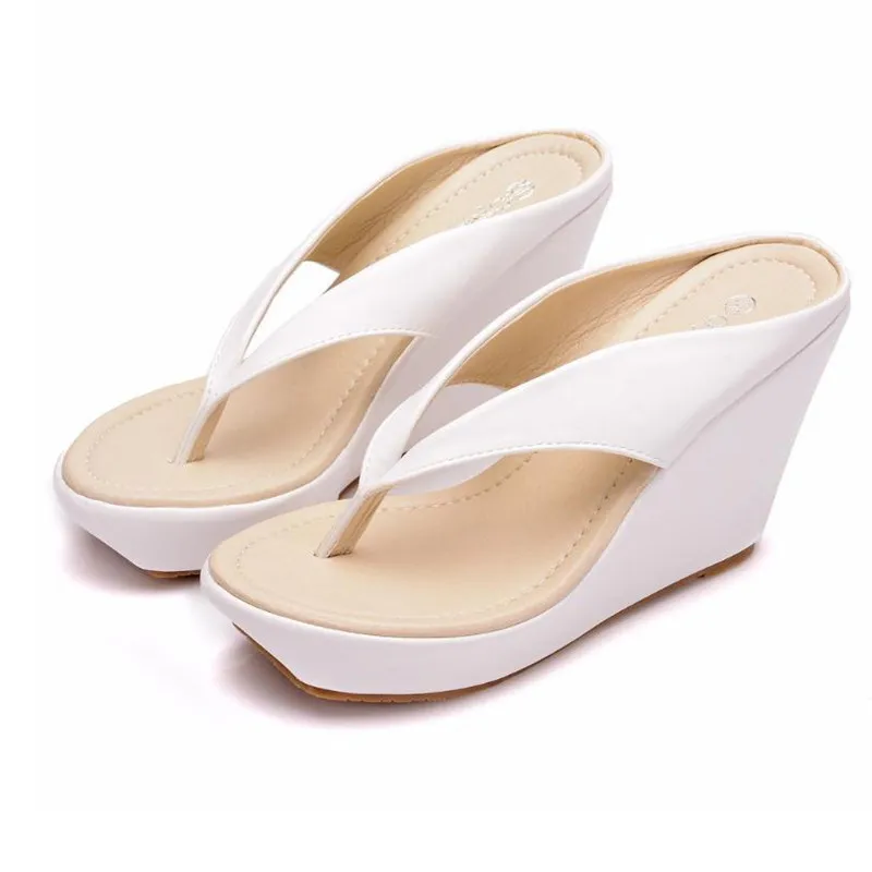 size 33--42 Platform Wedges Sandals Wedges Flip Flops High Heel Sandals Slippers White Beach Sandals Bohemia Flip Flops